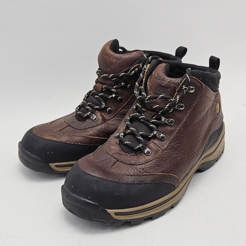 Timberland 22913M Boys Brown Leather Hiking Boots Size 6 Waterproof Mid Top Kid